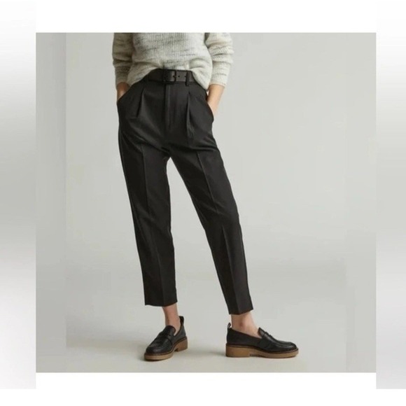Everlane Pants - NEW EVERLANE Tencel Way High Taper Pant 4 Black Pleated Front Career Minimalist